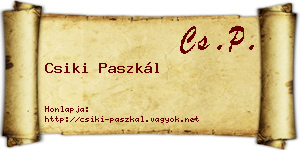 Csiki Paszkál névjegykártya